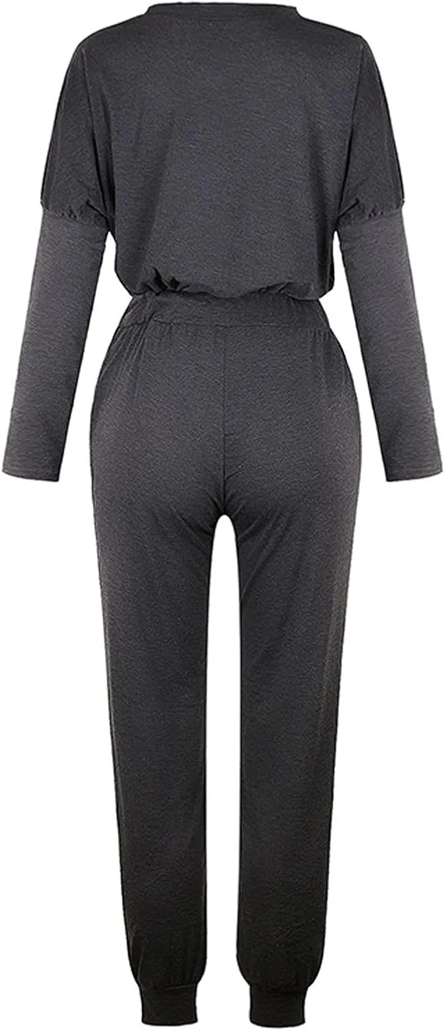 2 Piece Outfits for Women Sweatsuit Long Sleeve Pullover Top with Jogger Sweatpants Fall Fashion Loungewear Set