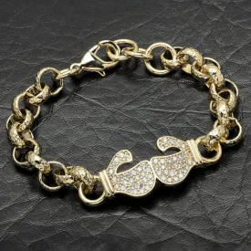 8mm Gold Filled Boxing Belcher Bracelet Stones 6/6.5 Inch