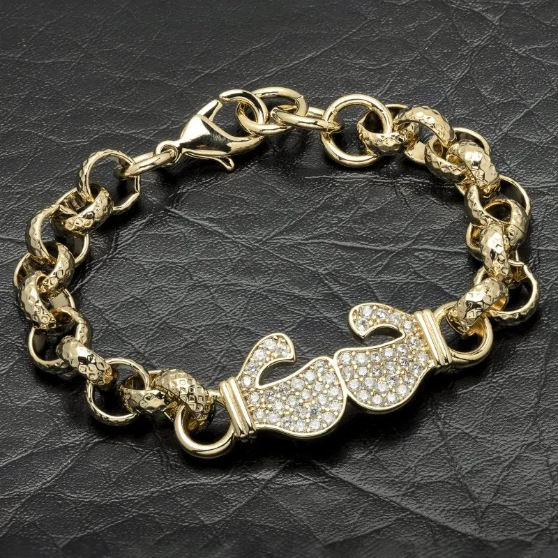 8mm Gold Filled Boxing Belcher Bracelet Stones 6/6.5 Inch