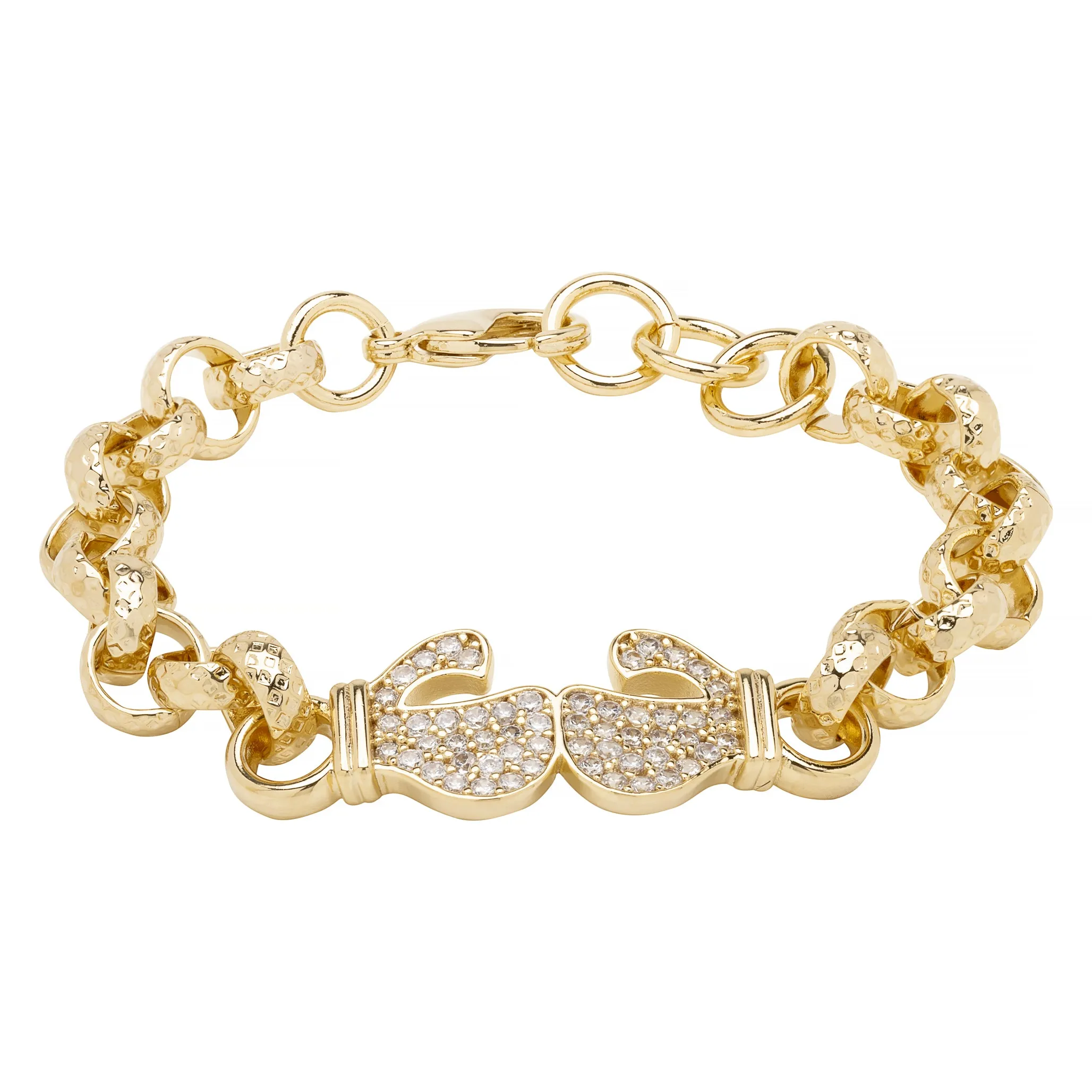 8mm Gold Filled Boxing Belcher Bracelet Stones 6/6.5 Inch