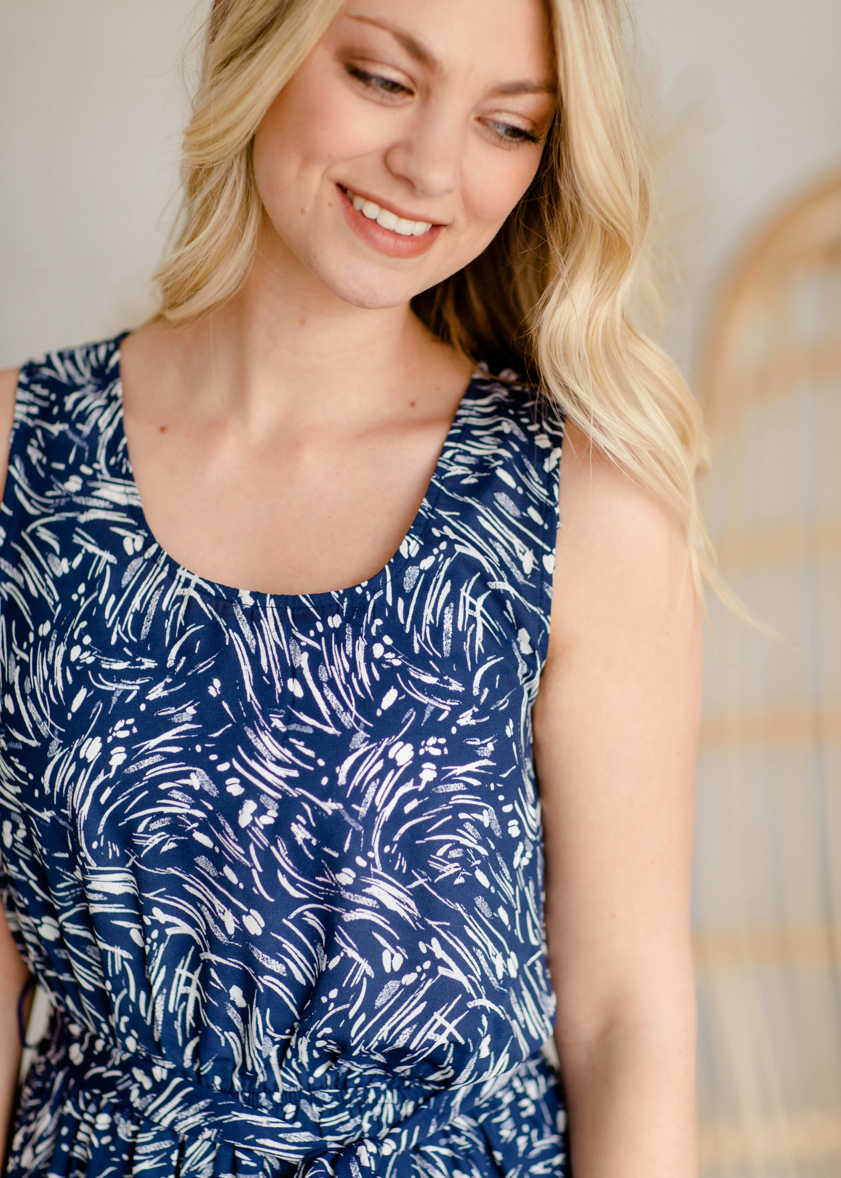 Abstract Print Navy Maxi Dress - FINAL SALE