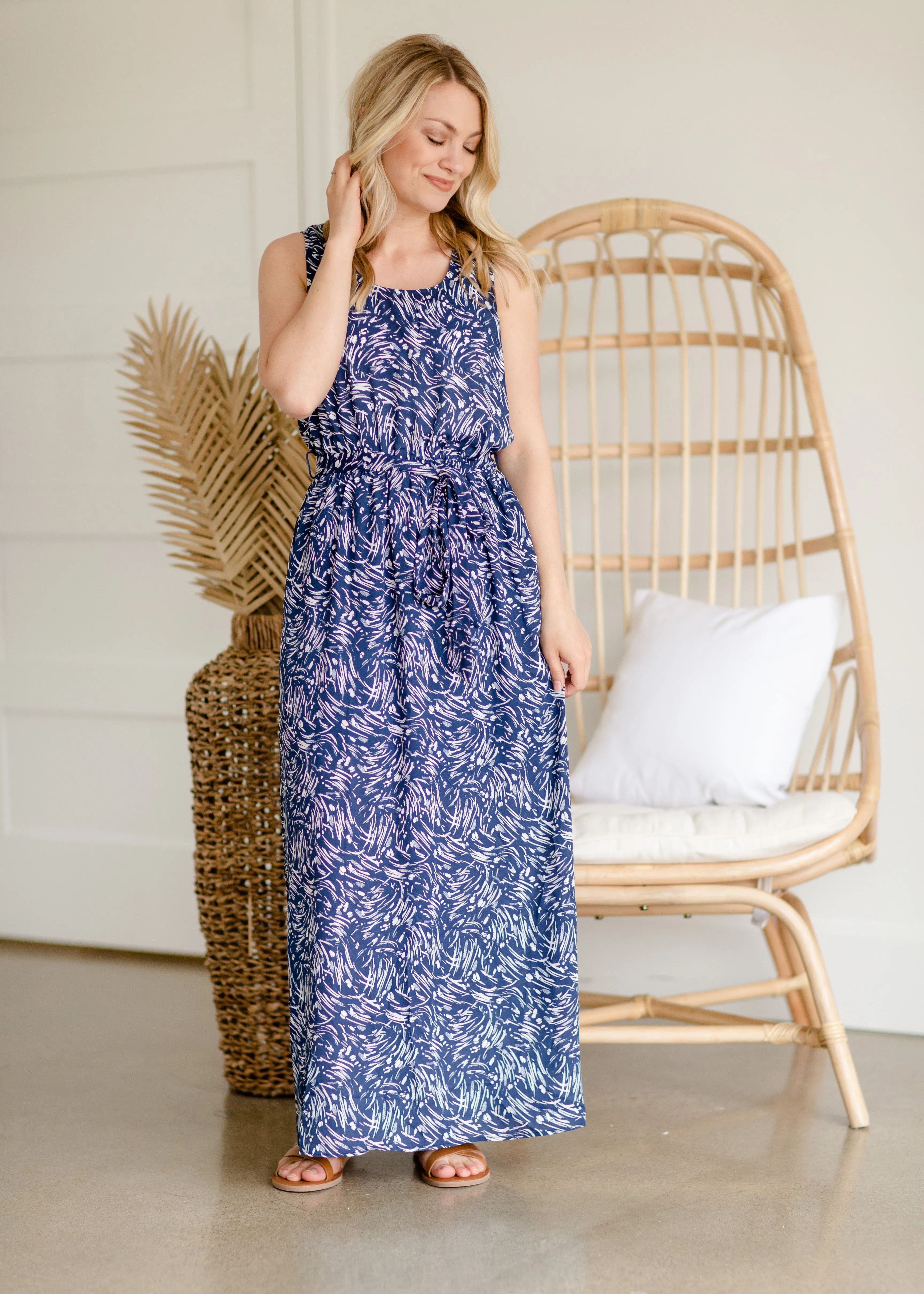 Abstract Print Navy Maxi Dress - FINAL SALE