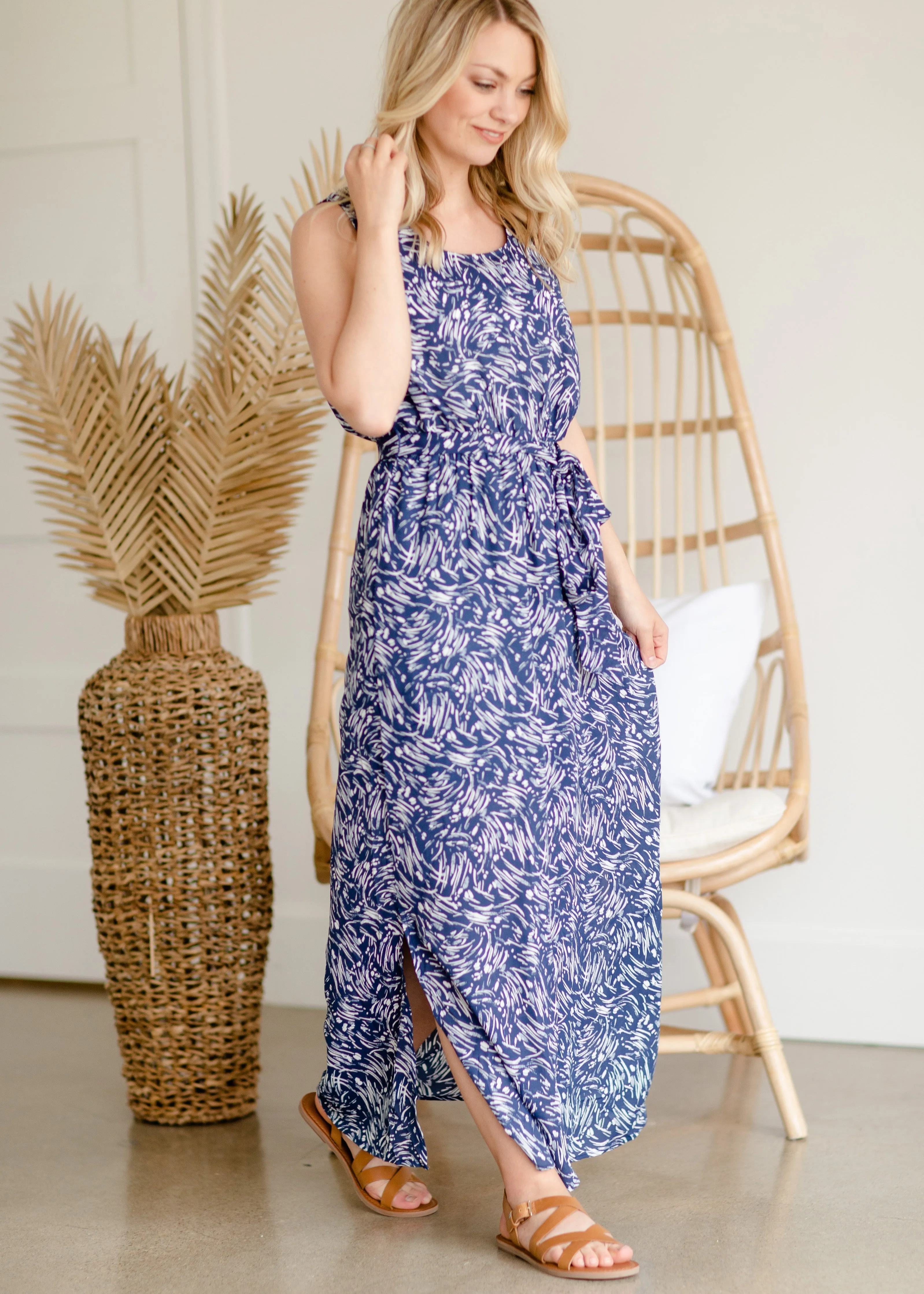 Abstract Print Navy Maxi Dress - FINAL SALE