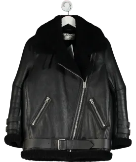 Acne Studios Iconic Oversize Black Velocite Shearling Jacket UK 4