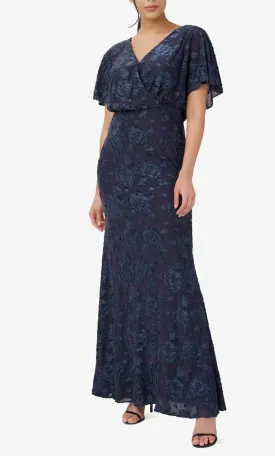 Adrianna Papell AP1E209986 - Floral Embroidered Flutter Dress