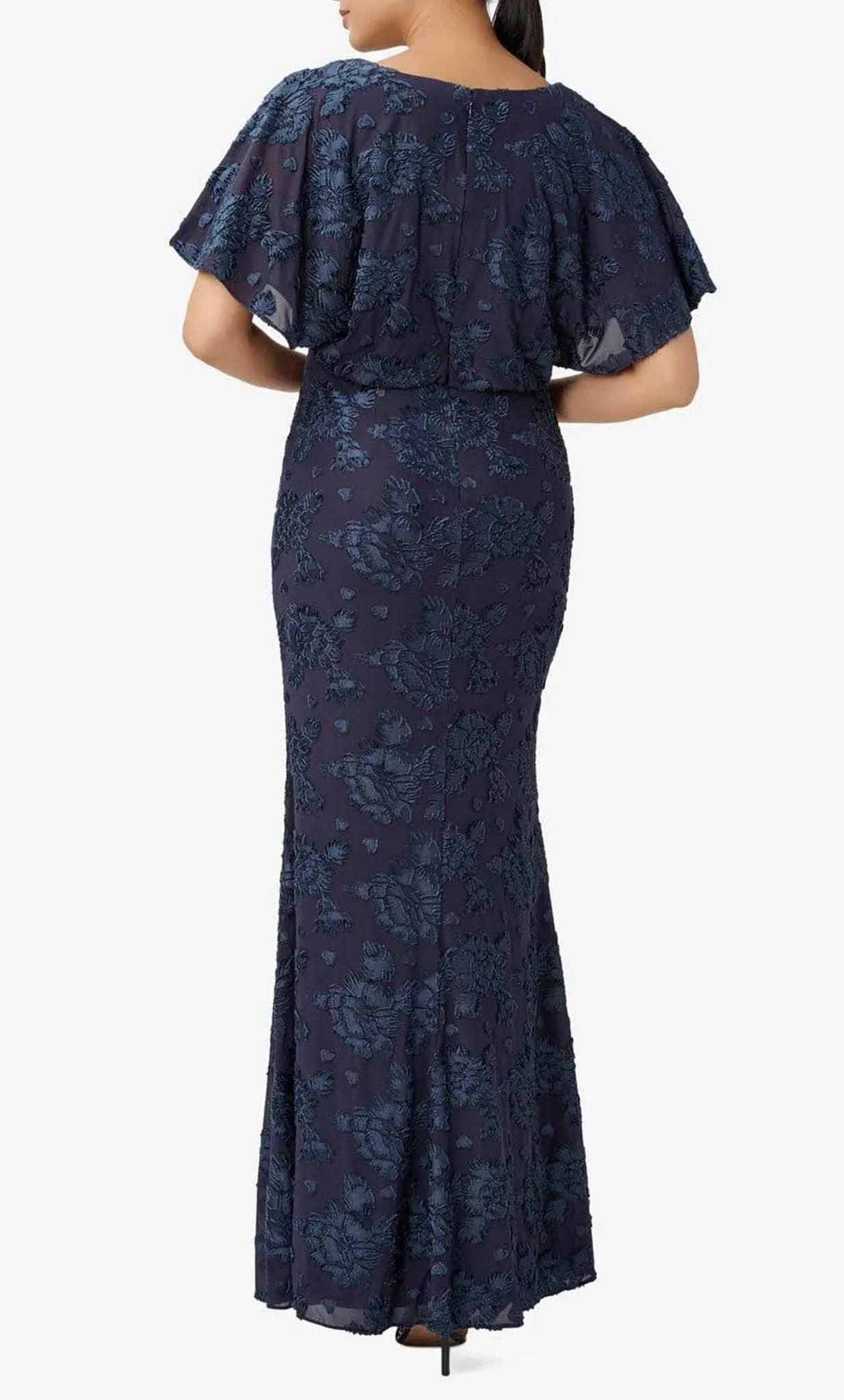 Adrianna Papell AP1E209986 - Floral Embroidered Flutter Dress