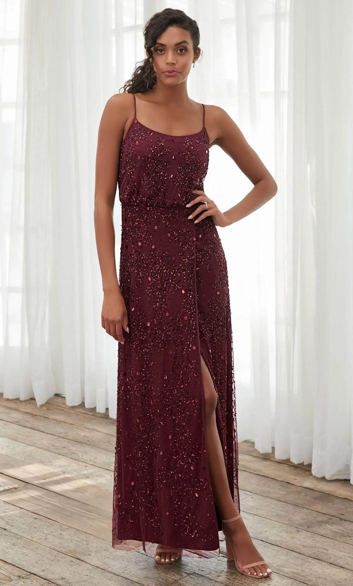 Adrianna Papell Platinum 40390 - Embellished Scoop Neck A-line Dress