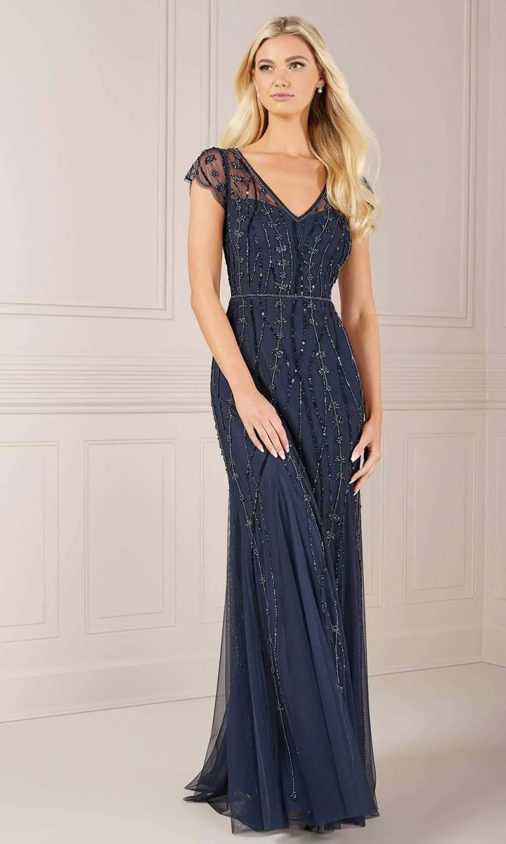 Adrianna Papell Platinum 40442 - V-Neck Evening Dress