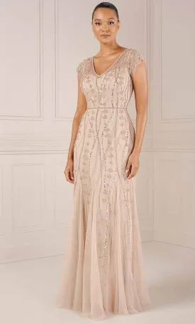 Adrianna Papell Platinum 40442 - V-Neck Evening Dress