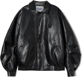 Aelfric Eden Womens Leather Jacket Oversized Y2k Faux Motorcycle Bomber Moto Biker Jackets Coats