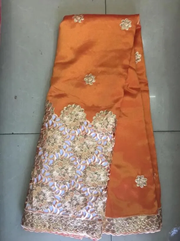 African George Lace Fabrir High Quality Lace Indian Raw Silk Wrappers