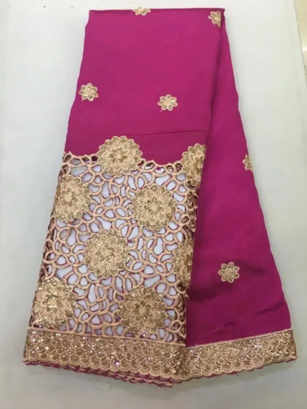 African George Lace Fabrir High Quality Lace Indian Raw Silk Wrappers