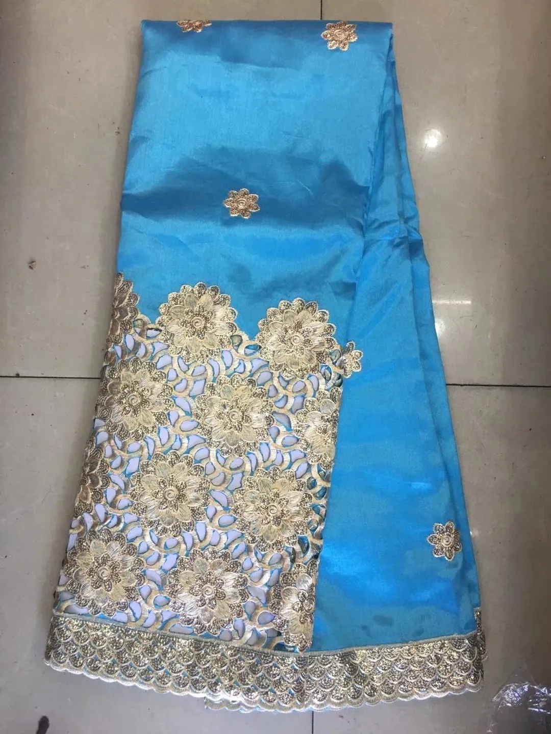 African George Lace Fabrir High Quality Lace Indian Raw Silk Wrappers