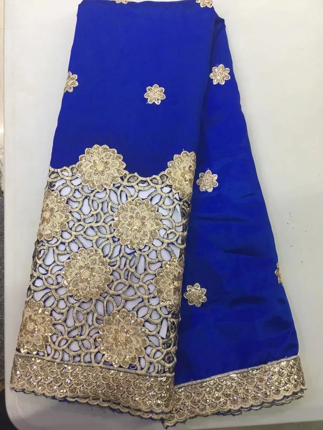 African George Lace Fabrir High Quality Lace Indian Raw Silk Wrappers