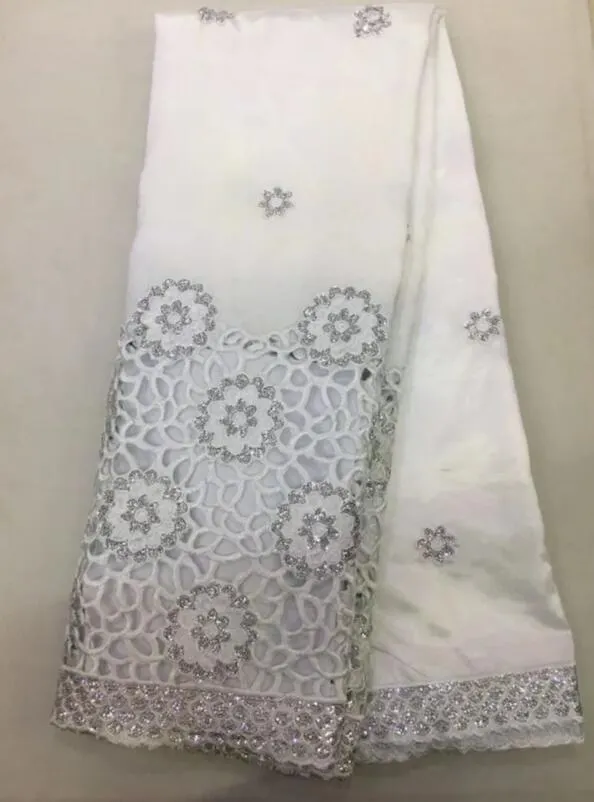 African George Lace Fabrir High Quality Lace Indian Raw Silk Wrappers