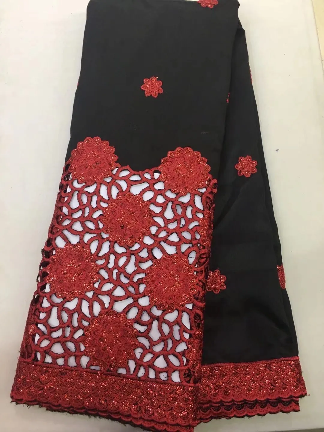 African George Lace Fabrir High Quality Lace Indian Raw Silk Wrappers