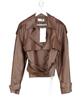 AGGI by Halewski Brown Collins Leather Belted Jacket UK S