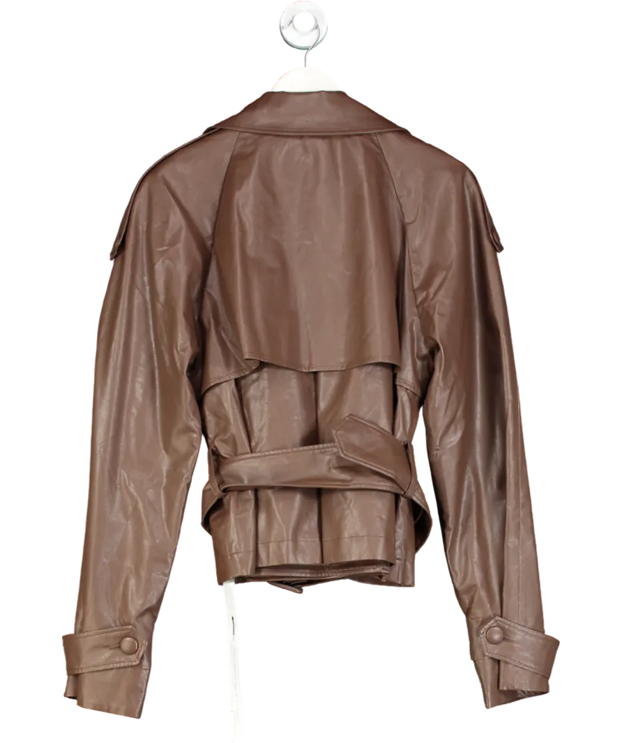 AGGI by Halewski Brown Collins Leather Belted Jacket UK S