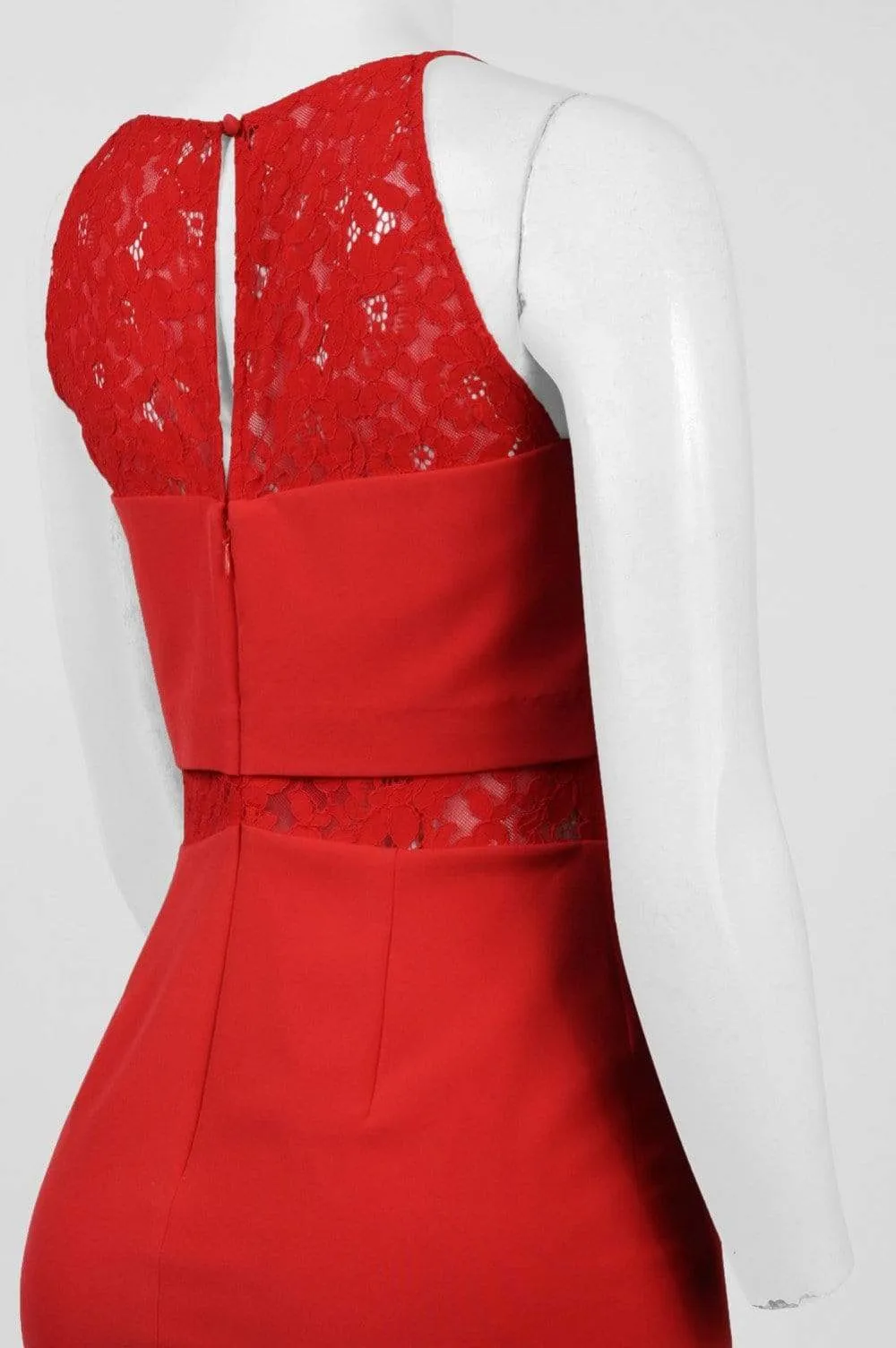 Aidan Mattox - MN1E201095 Keyhole Cutout Popover Sheath Dress