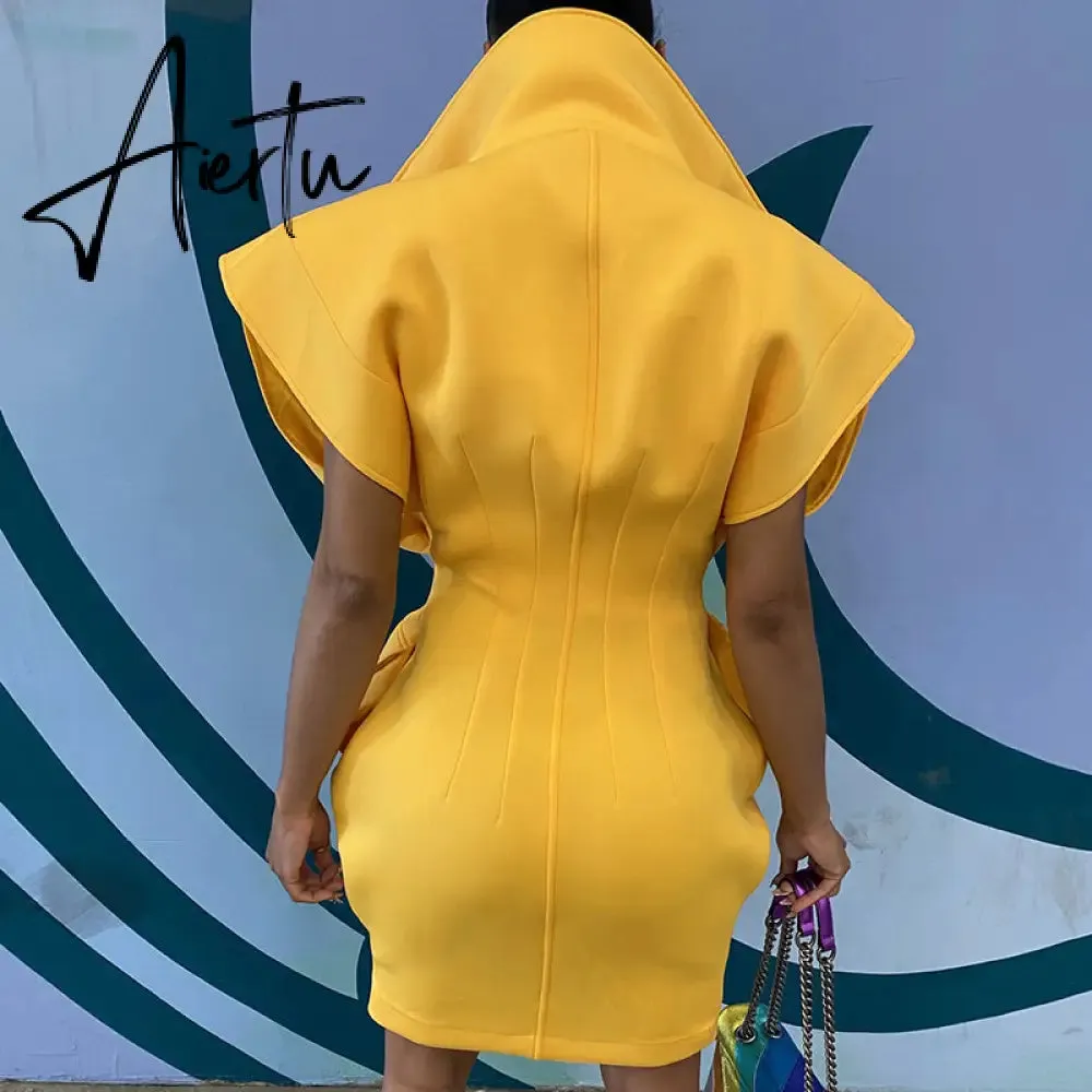 Aiertu Sexy Party Club Bodycon Dresses For Women Autumn Solid Sleeveless Button Pockets Mixi Dress Female Streetwears Y2K