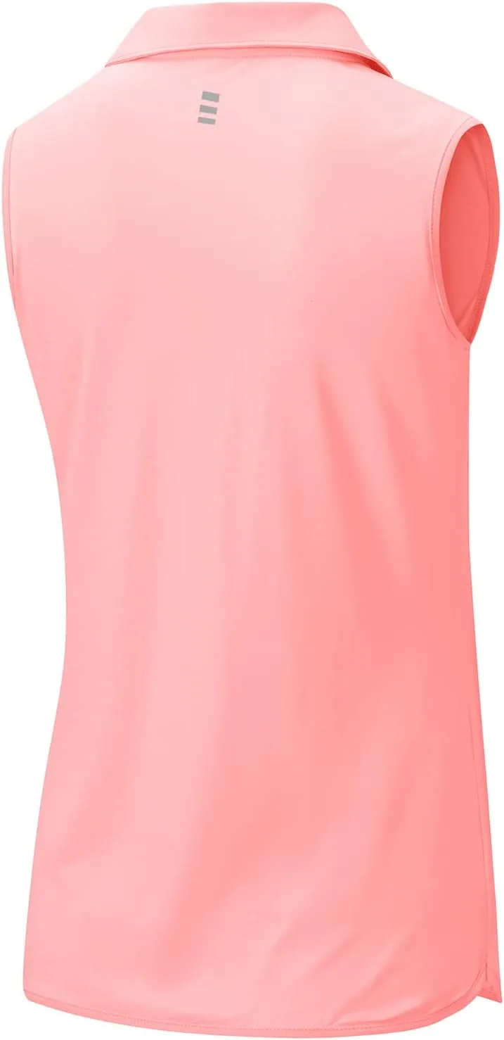 BGOWATU Women's Sleeveless Golf Polo Shirts 1/4 Zip Tennis Tank Tops with Collar UV Protection Quick Dry
