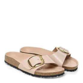 Birkenstock Women's Madrid Big Buckle Natural Leather Patent in New Beige (Narrow WIdth)
