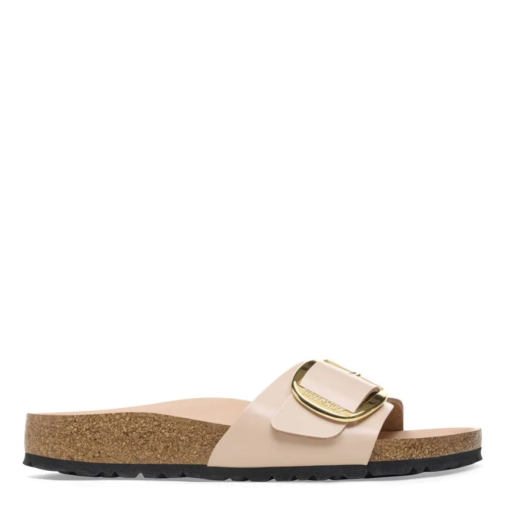 Birkenstock Women's Madrid Big Buckle Natural Leather Patent in New Beige (Narrow WIdth)