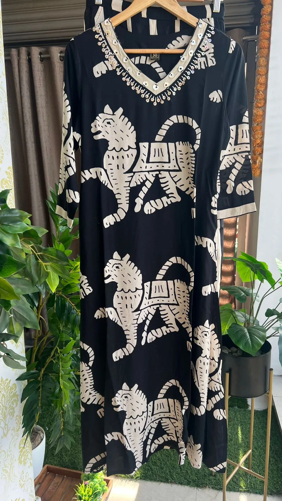 Black rayon cotton dress coord sets