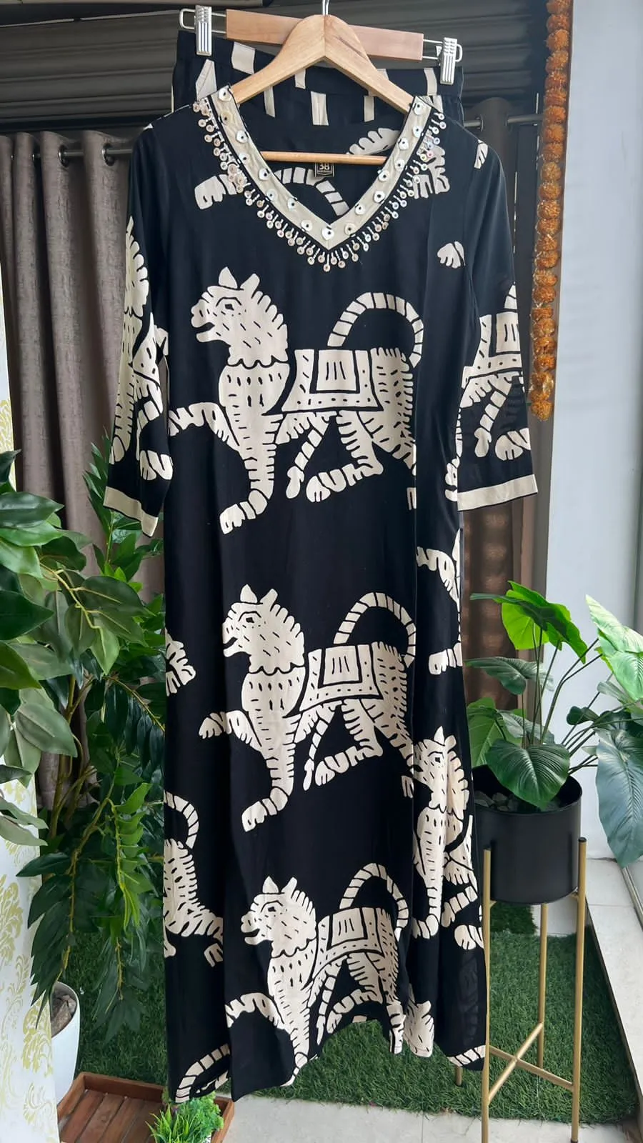 Black rayon cotton dress coord sets