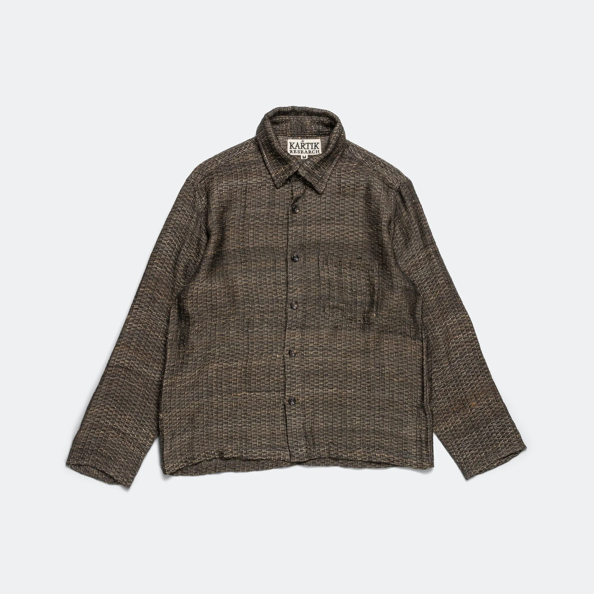 Box Shirt Zari Thread Weave - Charcoal/Gold Medium