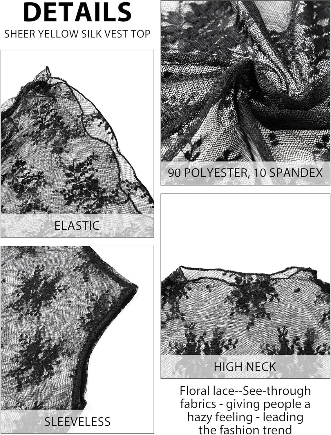 Buauty Mesh Long Sleeve Top for Women, Lace Sheer Tops See Through Mock Neck Floral Embroidery Sheer Blouce Fishnet Shirt