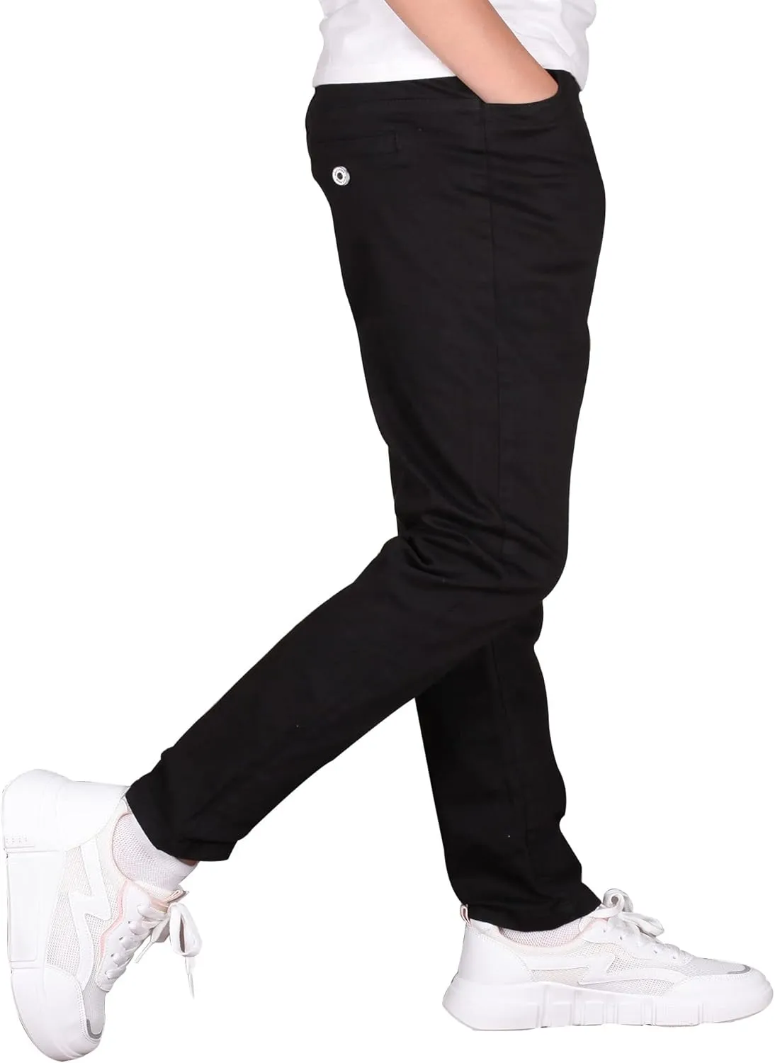 CAMLAKEE Boys' Stretch Pull on Chino Pants Kids School Uniform Yonth Twill Pants