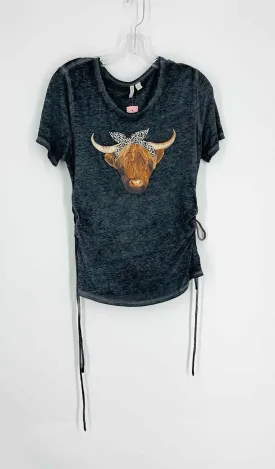Cato Size L Gray/Brown Screen Print Burnout Tops Top-Short Sleeve