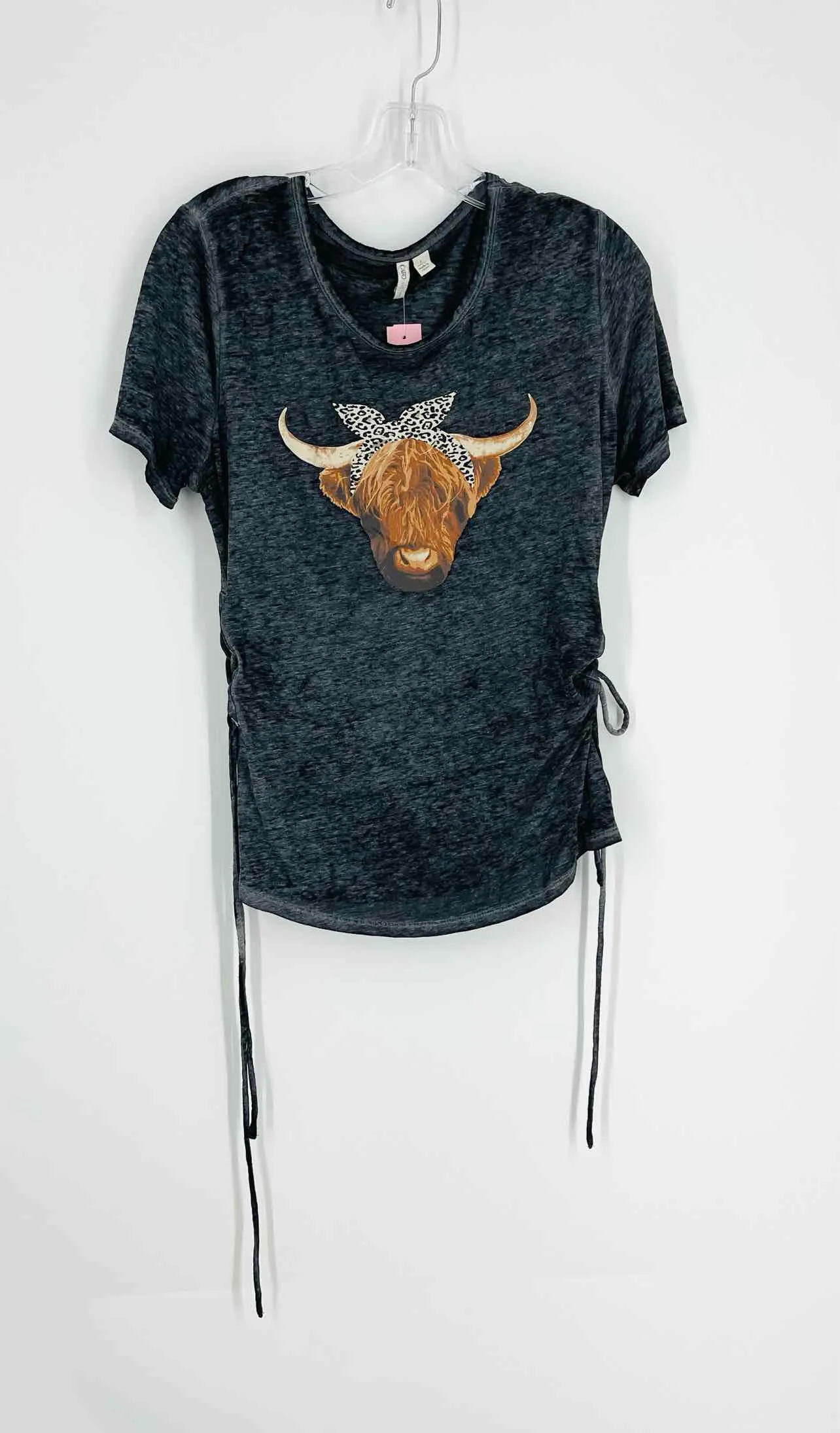 Cato Size L Gray/Brown Screen Print Burnout Tops Top-Short Sleeve