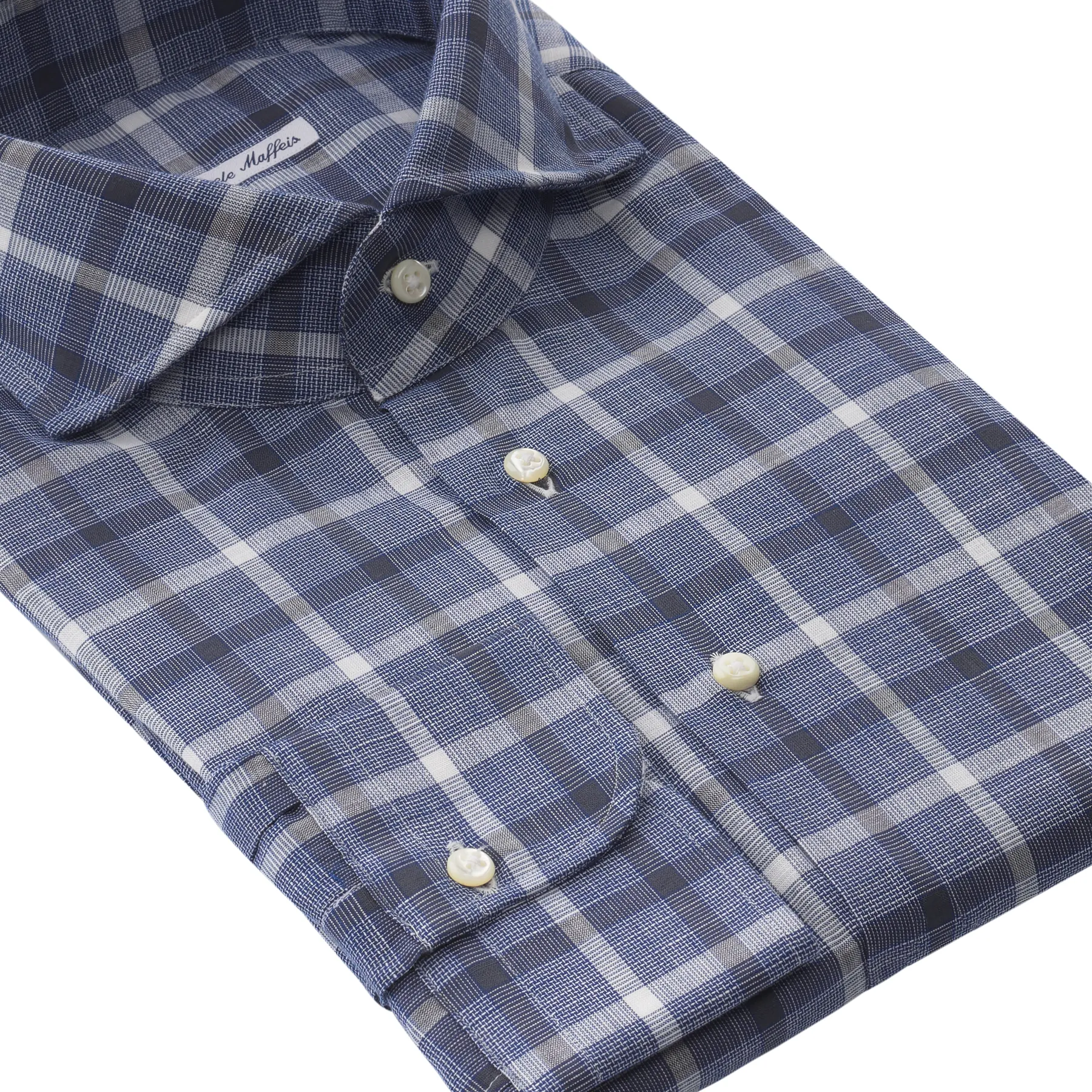 Checked Cotton Shirt in Blue