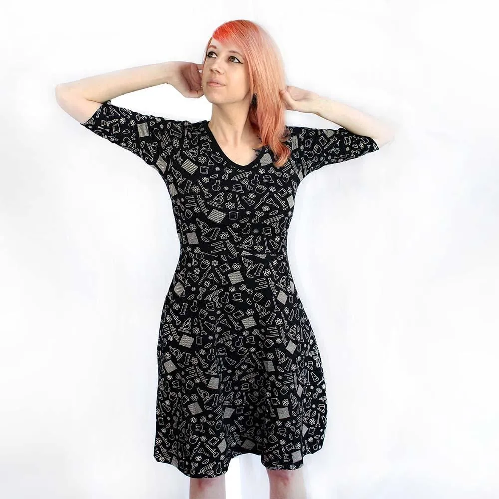 Chemistry Lab Equipments Fit & Flare Dress