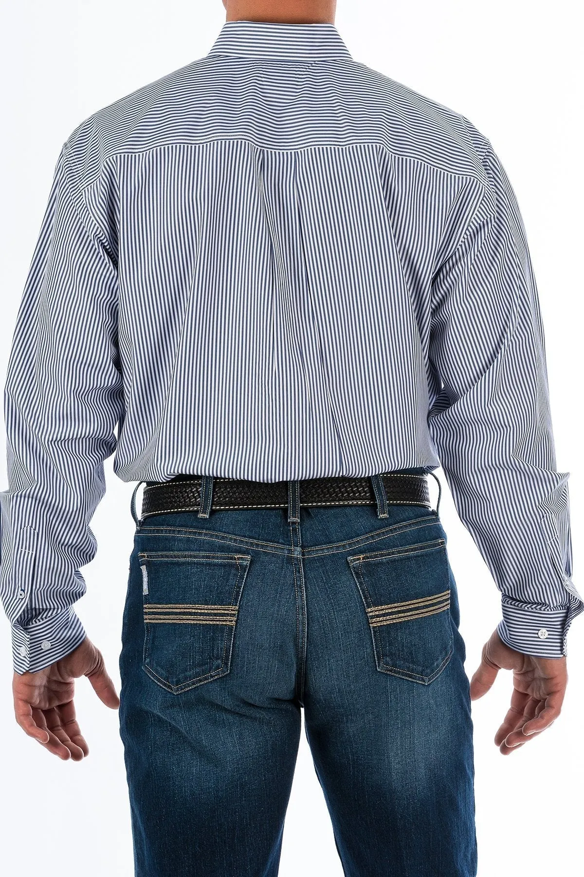 CINCH MEN'S TENCEL ROYAL BLUE STRIPE BUTTON-DOWN WESTERN SHIRT STYLE MTW1104729