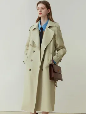 Classic Fashion Double-breasted Mid-length Solid All-match Windbreak Coats
