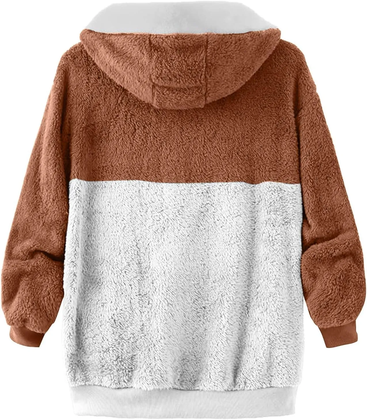 Coats for Women, Women's Fashion Casual Loose Plush Striped Zipper Long Sleeve Stitching Hooded Jacket Coat