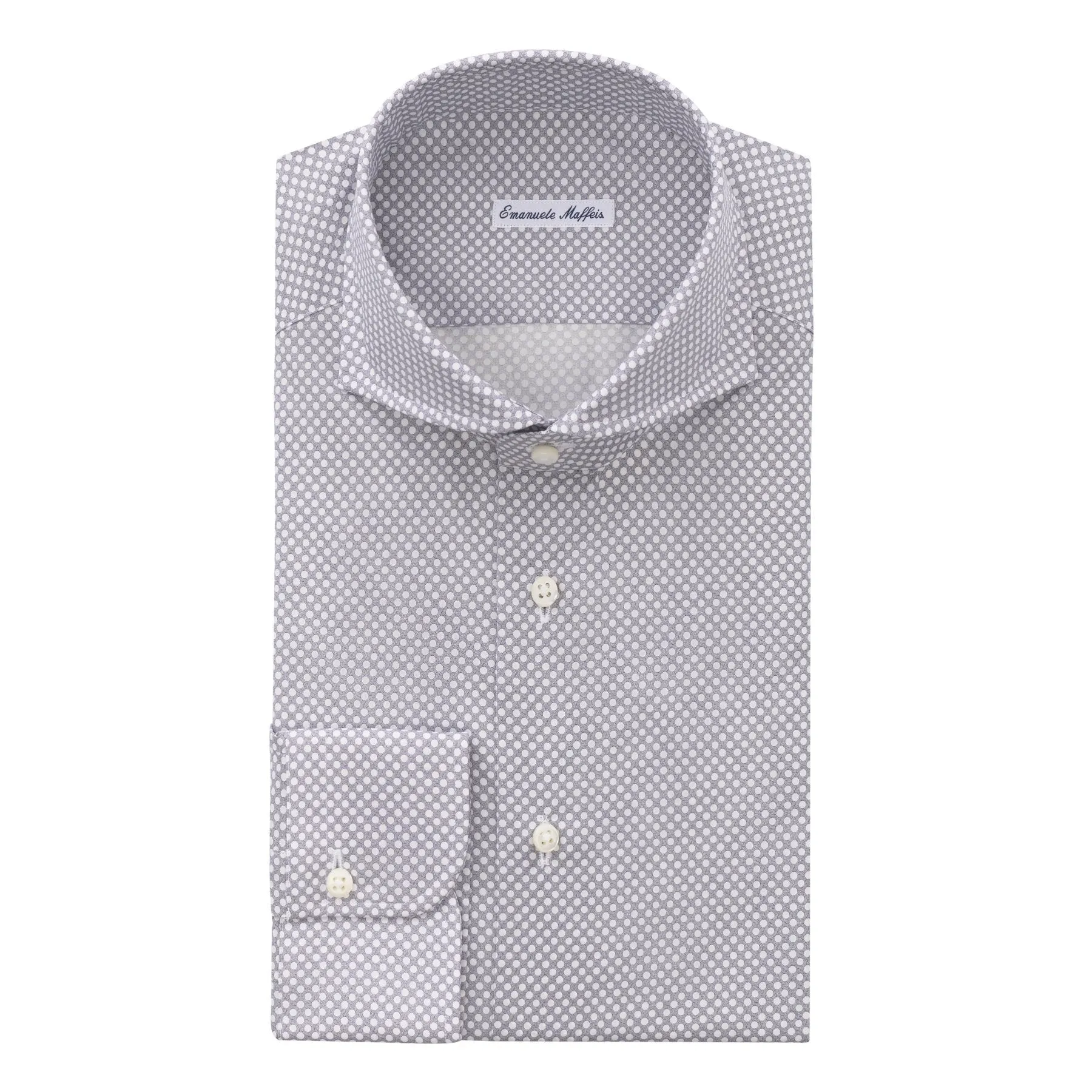Cotton Shirt with Blue Dots Print