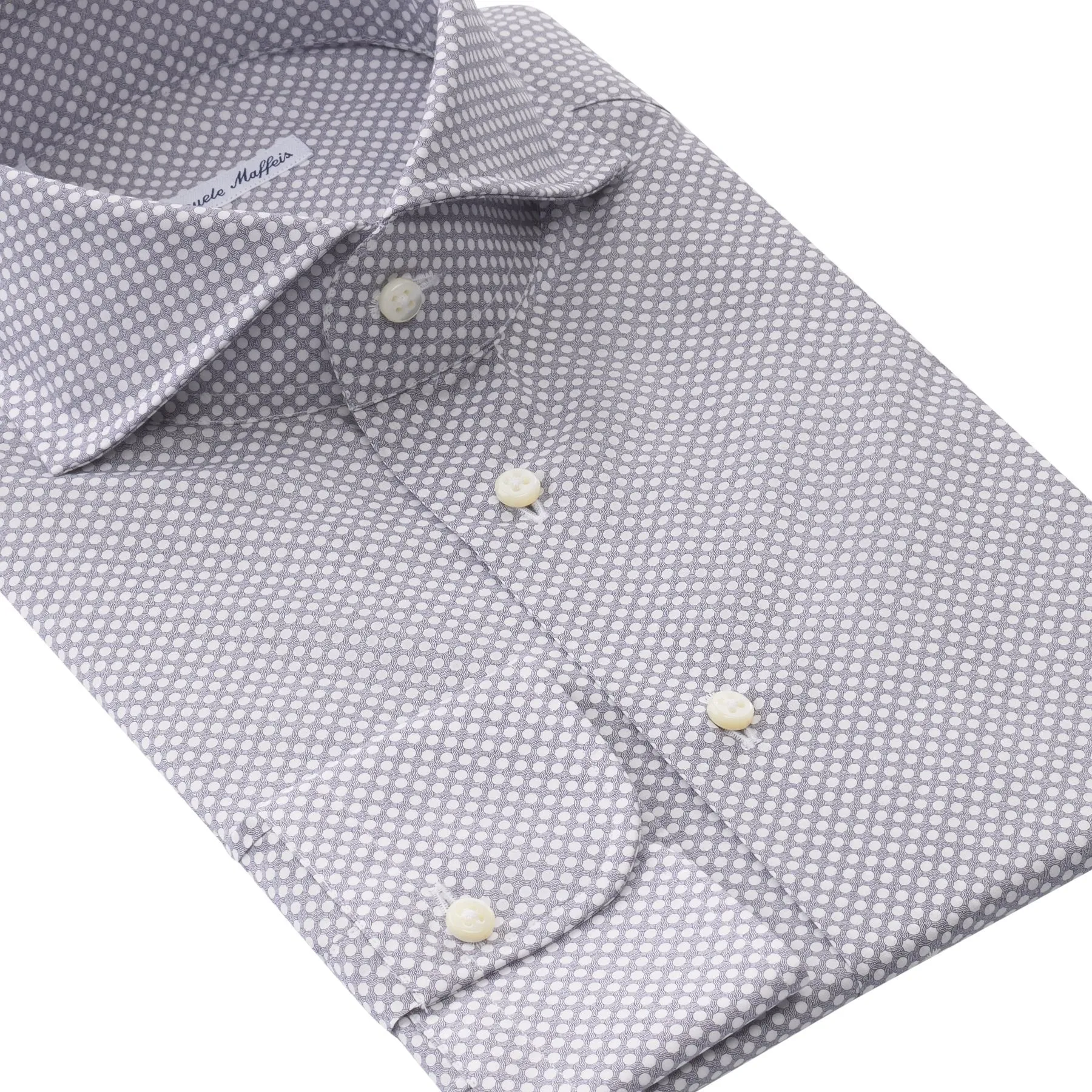 Cotton Shirt with Blue Dots Print