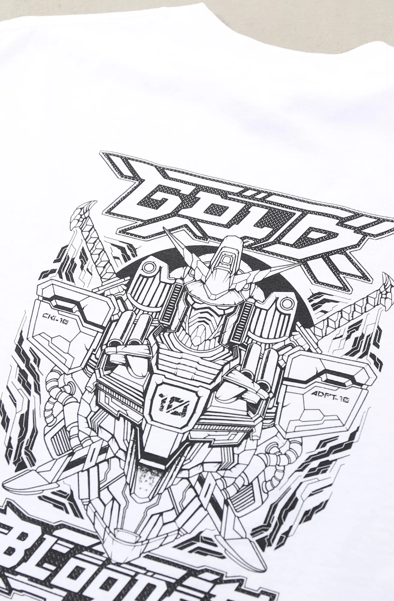 Cukui X Adapt :: Gold Blooded Mecha BW (Men's White Tee)