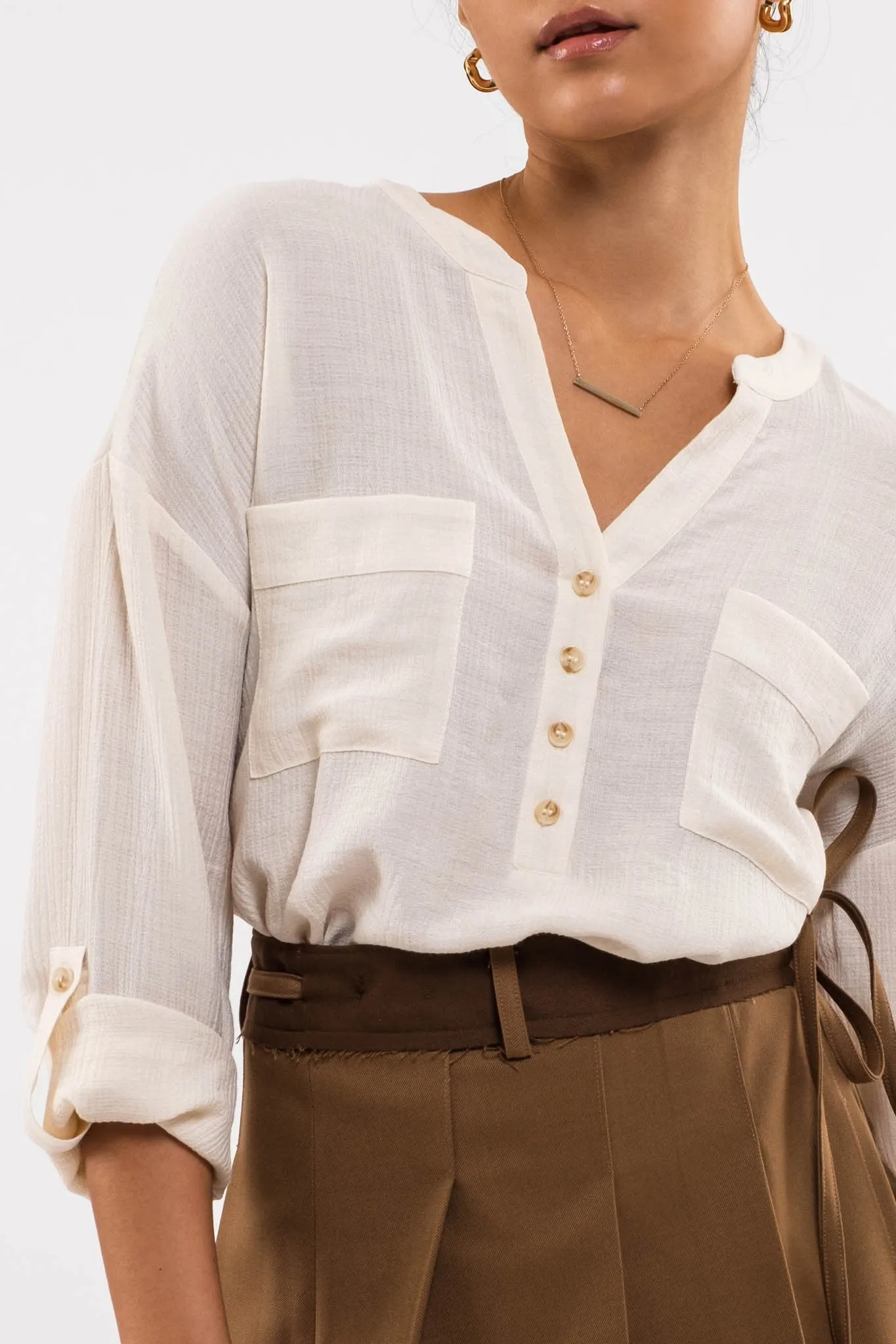 Divide & Roll Sleeve Top