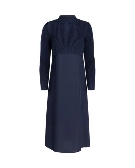 dress maxi knit cropped with buttons - navy