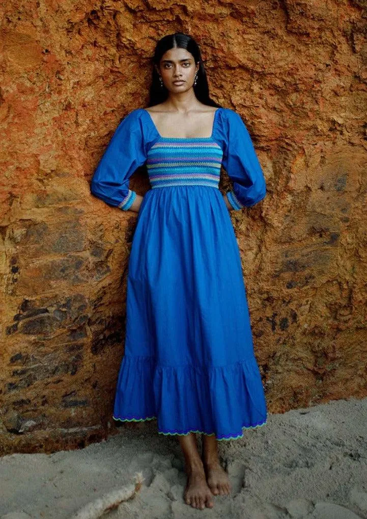 Embroidered Indigo Cindy Dress