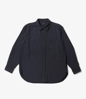 Engineered Garments Work Shirt -  Navy Cotton Herringbone Flannel