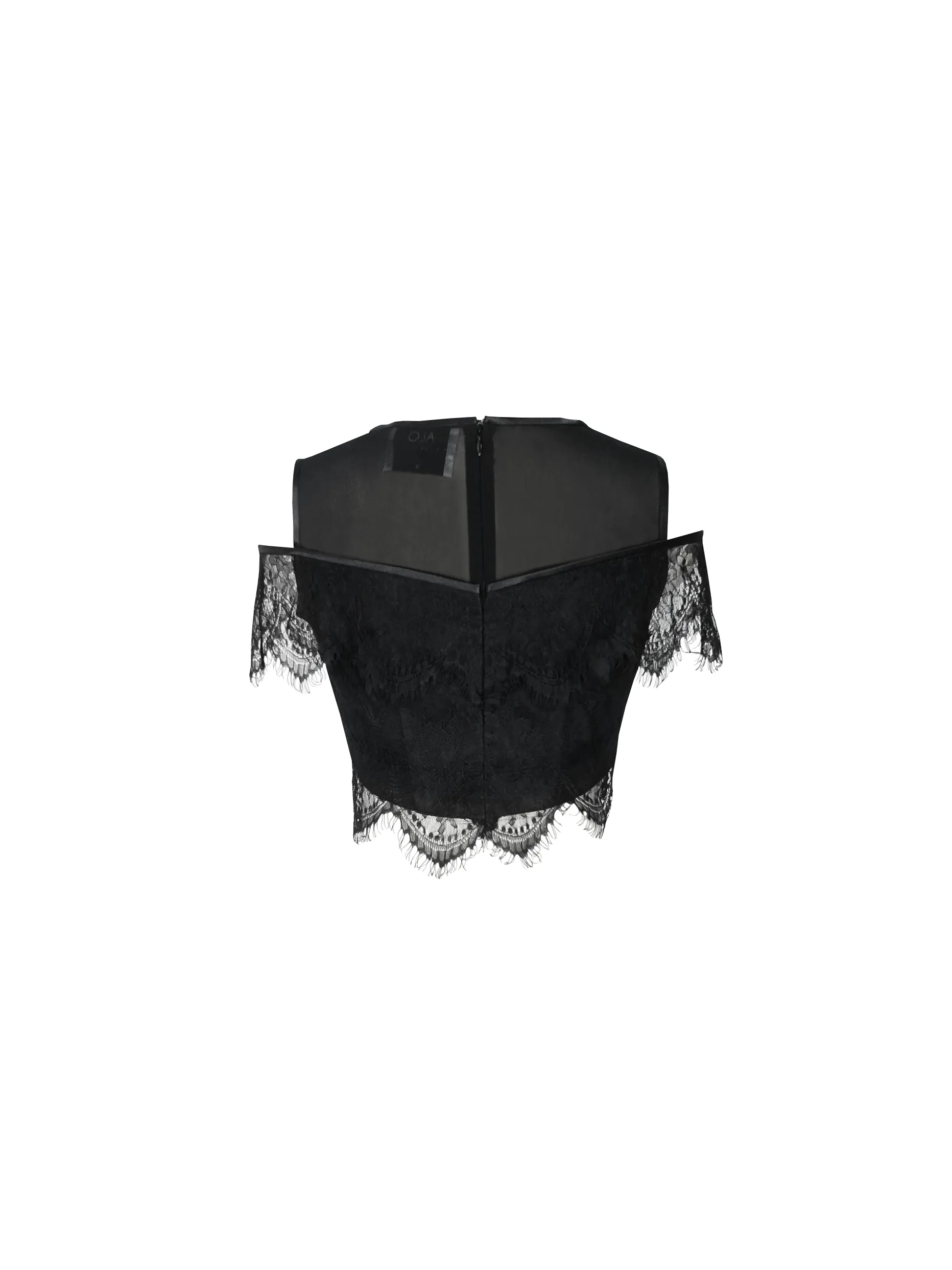 Estelle off-shoulder cropped lace top in black