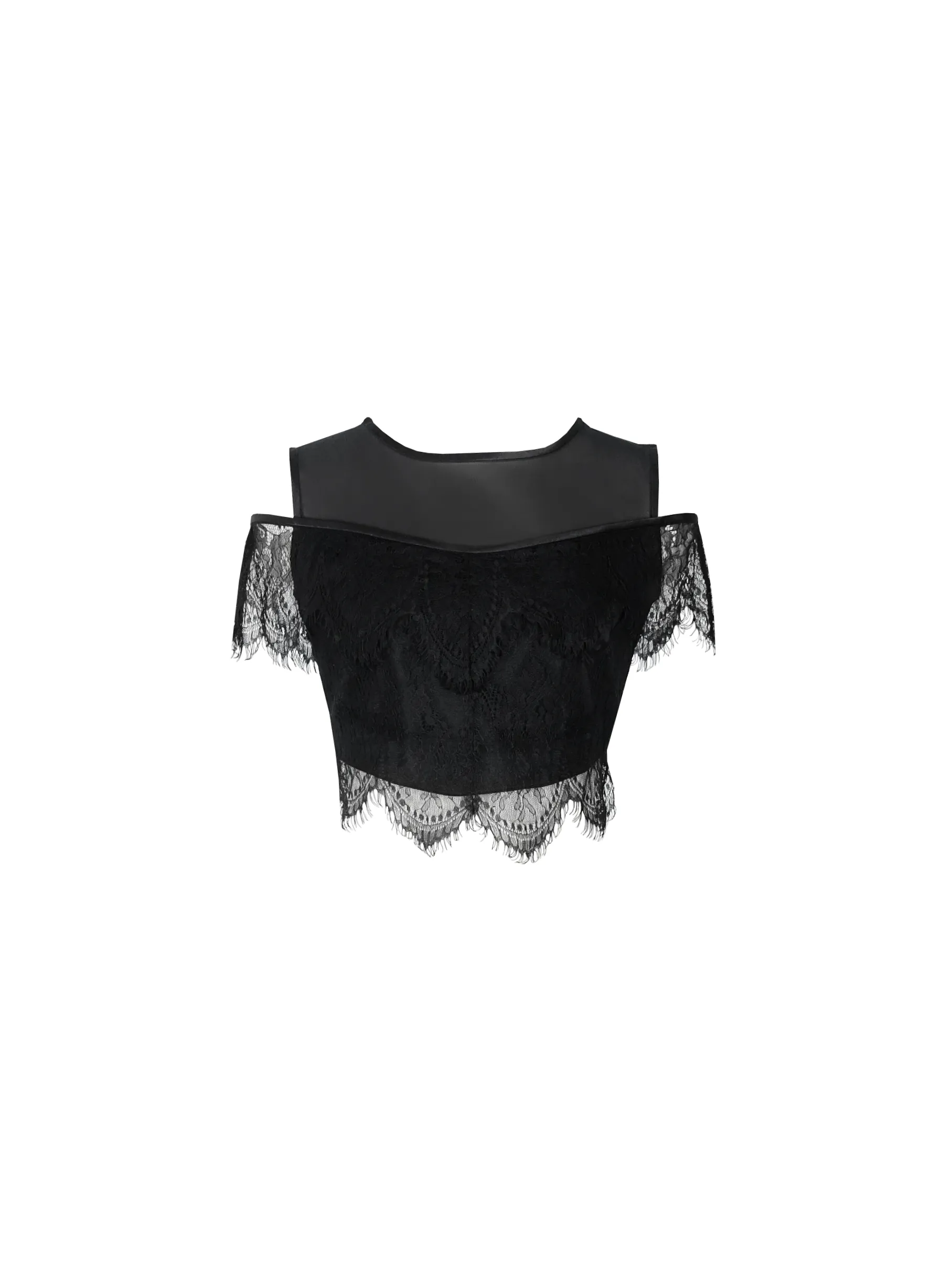 Estelle off-shoulder cropped lace top in black