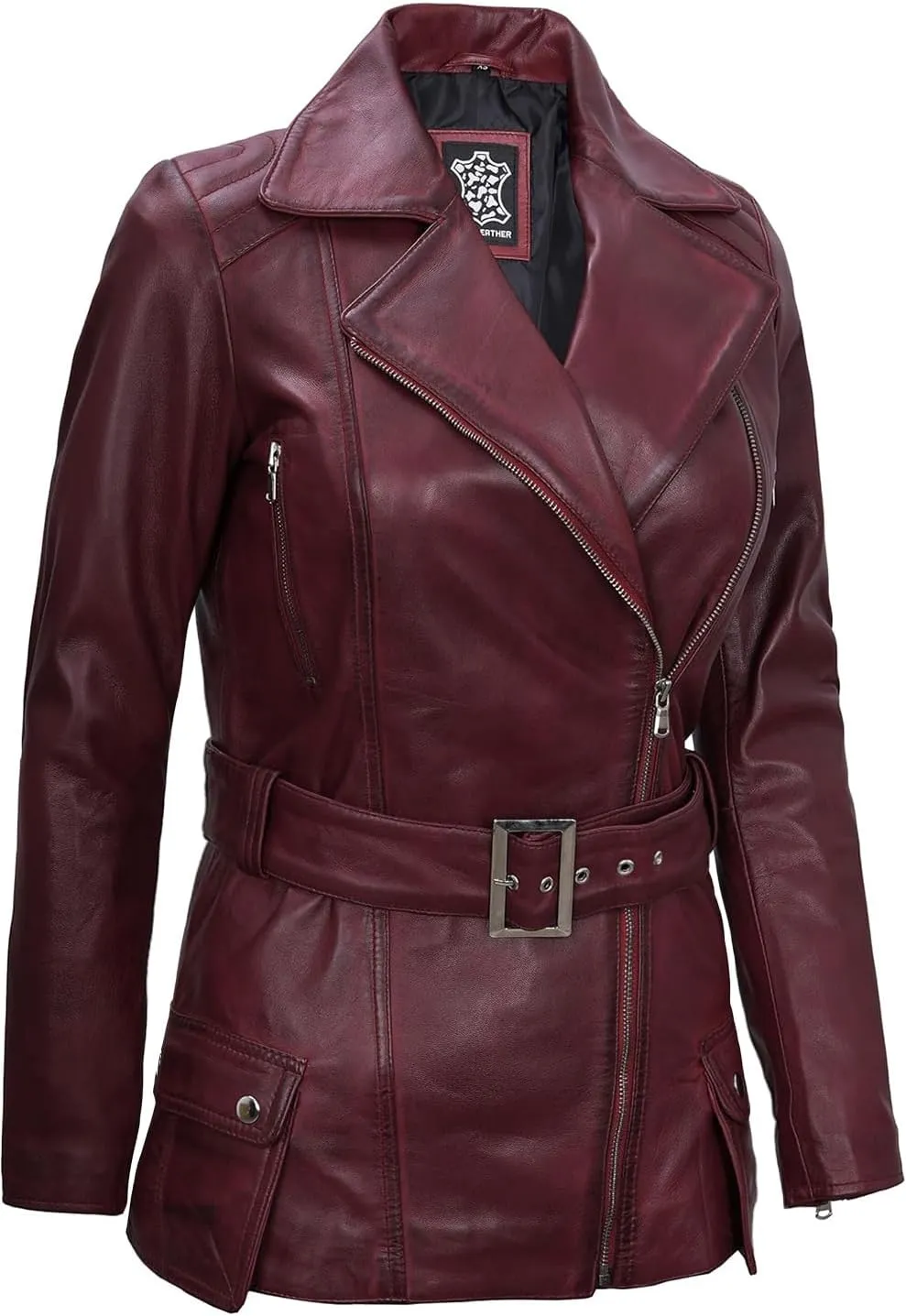 fjackets Long Leather Jacket Women - Real Lambskin Leather Jacket & Coats For Women