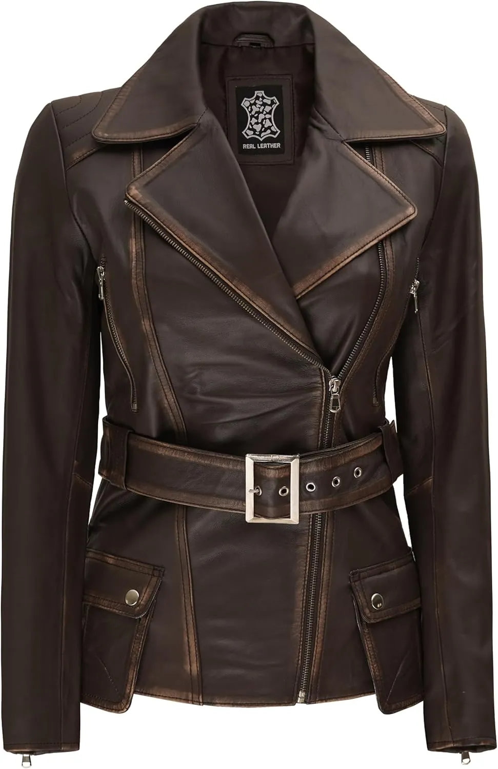 fjackets Long Leather Jacket Women - Real Lambskin Leather Jacket & Coats For Women